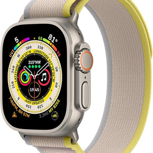 Apple Watch Ultra 2, 49mm, Natural Titanium, Trail Loop Yellow - Yellow/Beige S/M