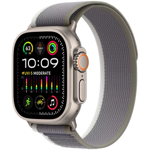 Apple Watch Ultra 2, 49mm, Natural Titanium, Trail Loop Green - Green/Grey S/M