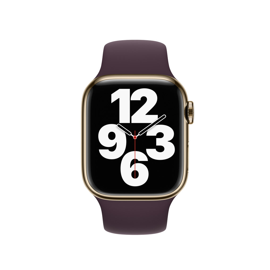 Refurbished Apple Watch Series 7 GPS + Cellular, 41mm Gold Stainless Steel Case with Dark Cherry Sport Band Resigilat*