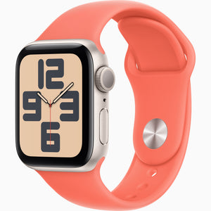 Apple Watch SE GPS 40mm Starlight Aluminum Case with Tangerine Sport Band S/M