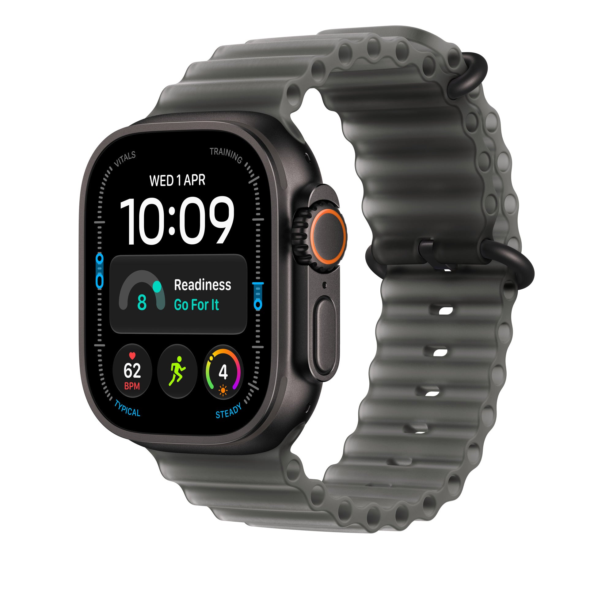 Curea Apple Watch Translucent Black/Black Ocean Band, pe Apple Watch Ultra, lateral, iRestore Chișinău