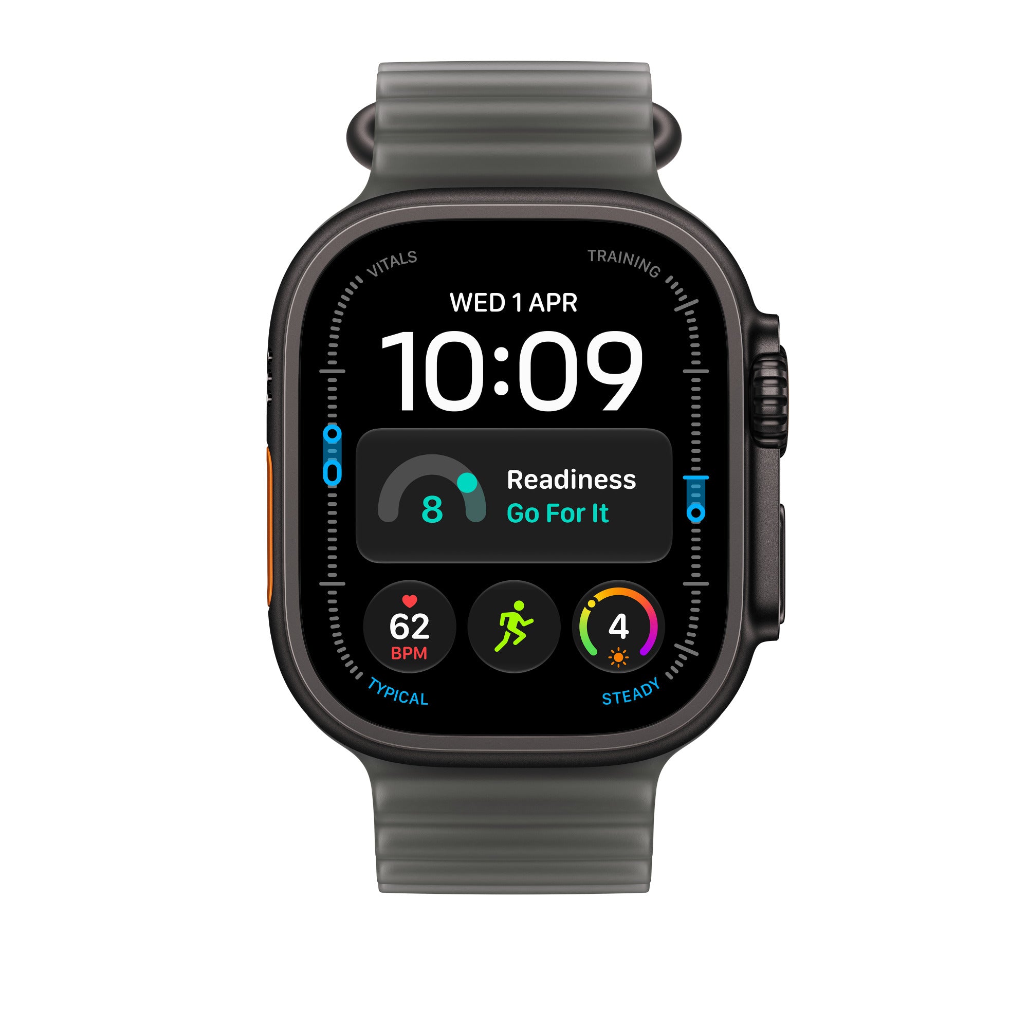 Curea Apple Watch Translucent Black/Black Ocean Band, pe Apple Watch Ultra, față, iRestore Chișinău