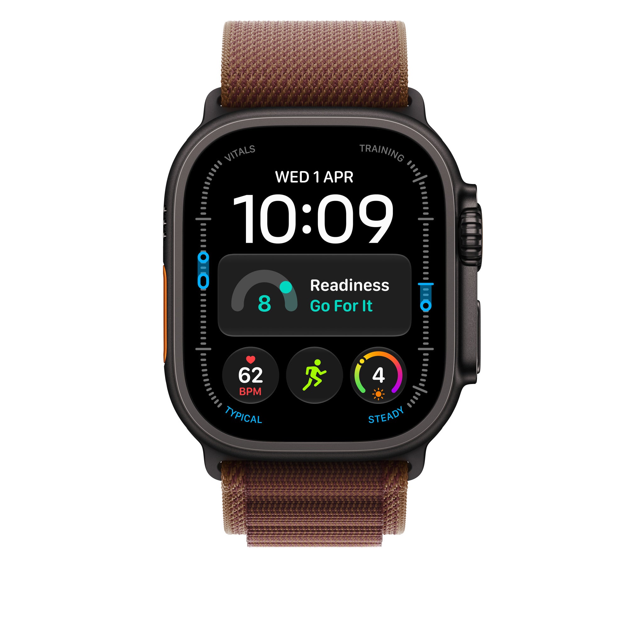 Curea Apple Watch Burgundy/Black Alpine Loop L, pe Apple Watch Ultra, față, iRestore Chișinău