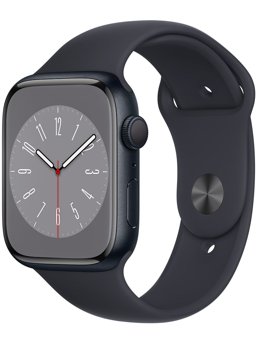 Apple Watch Series 8 Midnight Cel в алюминиевом корпусе со спортивным ремешком, 45 мм