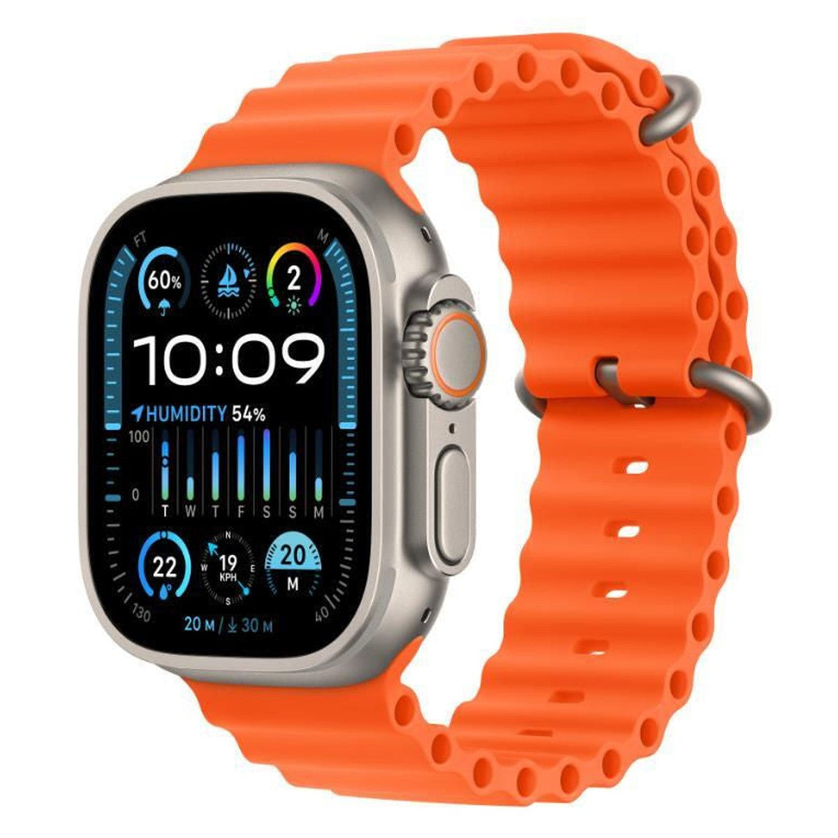 Apple Watch Ultra 2, 49mm, Natural Titanium, Orange Ocean Band — iRestore Chișinău, Moldova