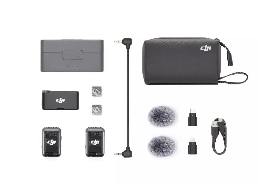 DJI Mic 2 Sistem de microfon digital compact pentru 2 persoane/Înregistrator pentru cameră și smartphone (2,4 GHz)