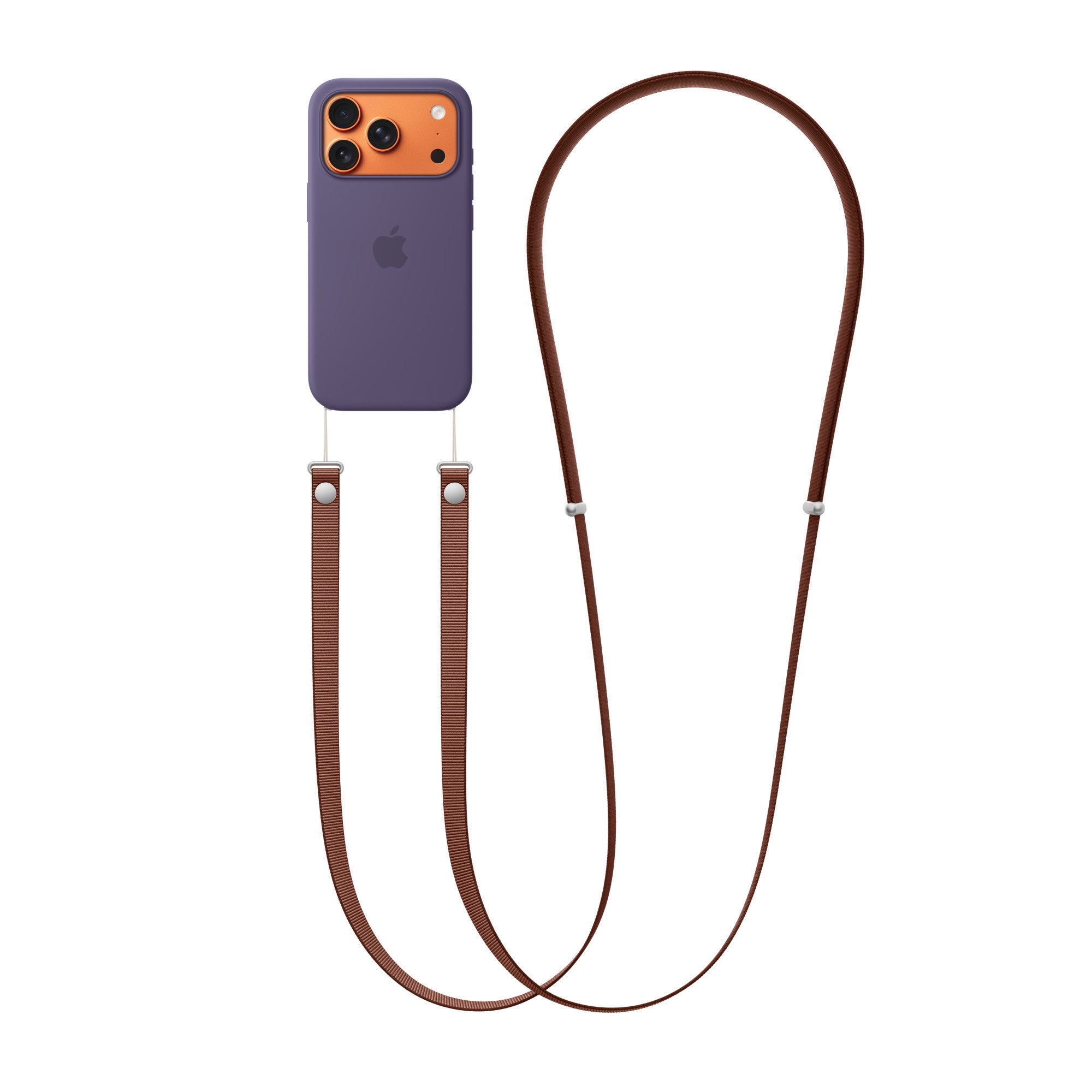 Apple Crossbody Strap Sienna atasat la husa iPhone, iRestore