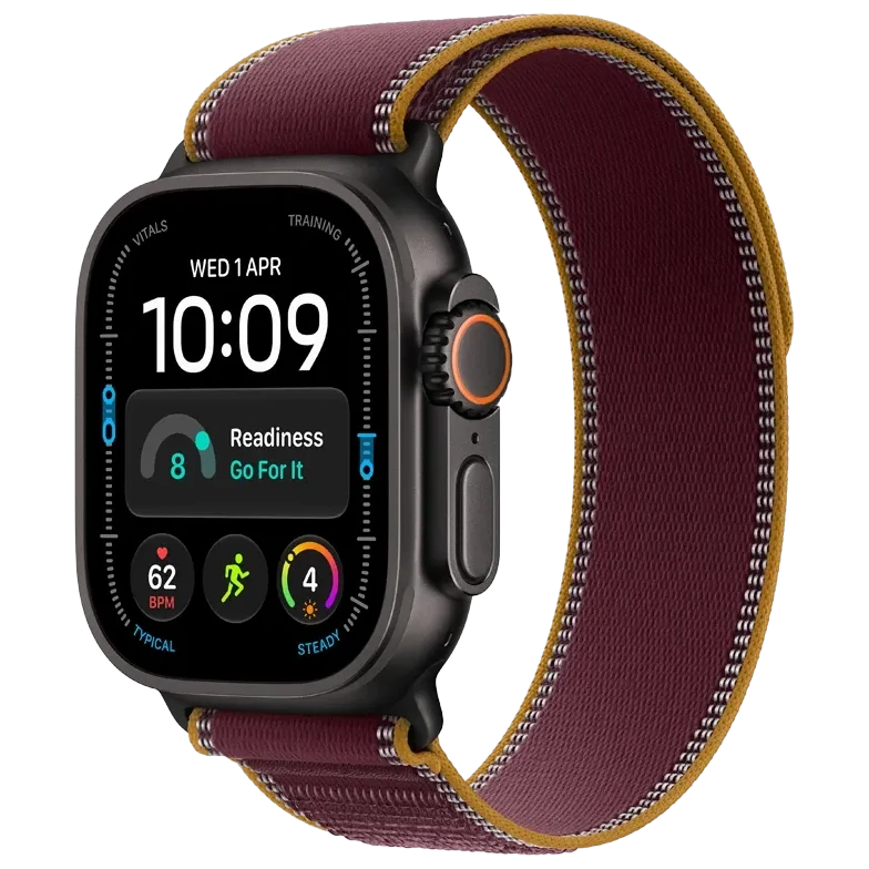Apple Watch Ultra 4 GPS + Cellular 49mm Black, Trail Loop Burgundy M/L