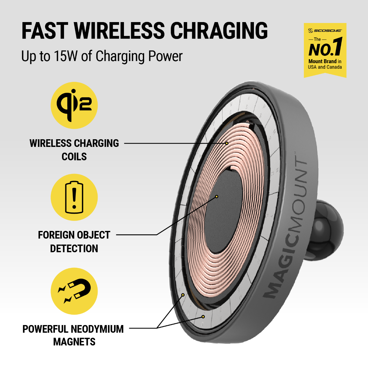 Suport auto Scosche MagicMount Charge Pro MagSafe Qi2, iRestore Chișinău