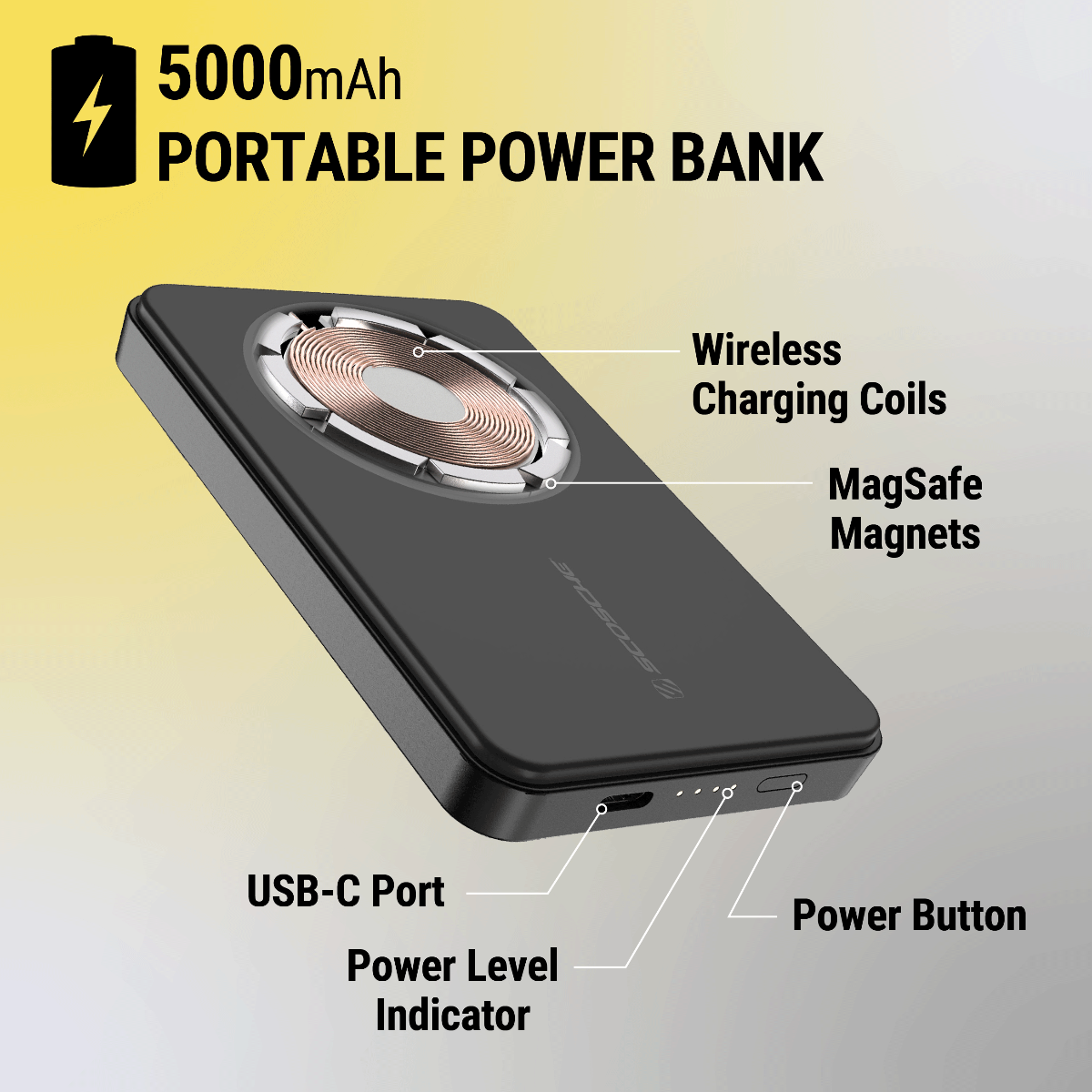 Baterie externă magnetică Scosche GoBat MS 5K neagră MagSafe, iRestore Chișinău