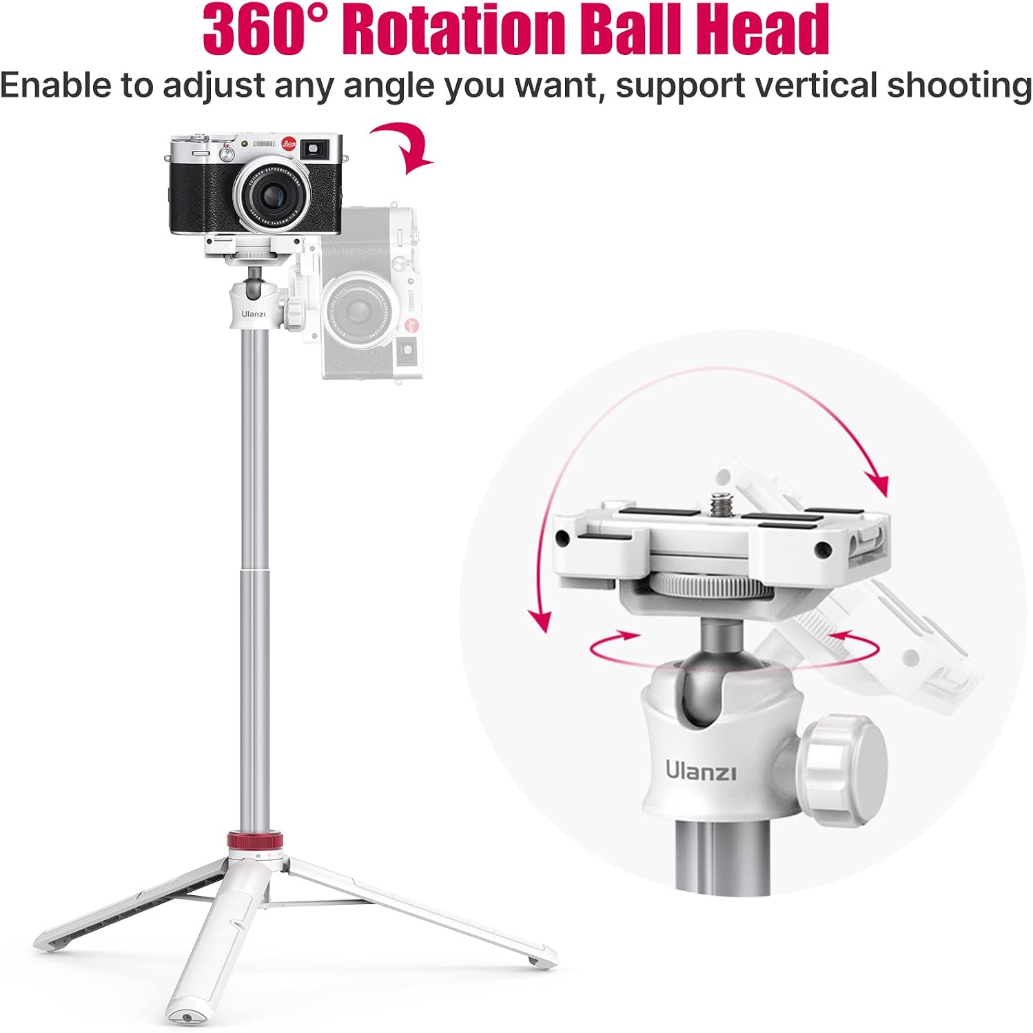 Stativ Ulanzi MT-44 alb extensibil 146 cm pentru vlog